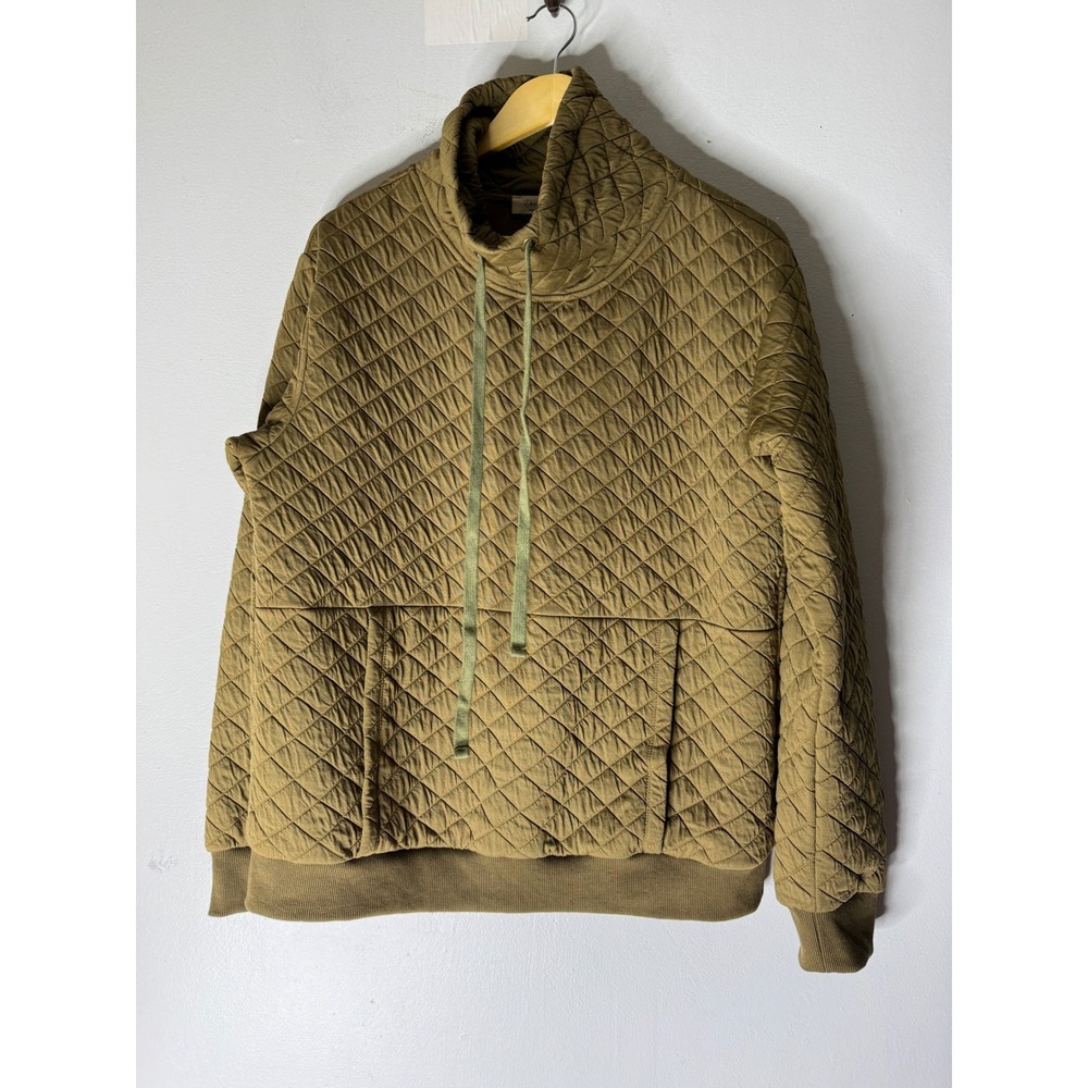 Doe and Rae quilted cowl neck pull over kangaroo pocket green size M